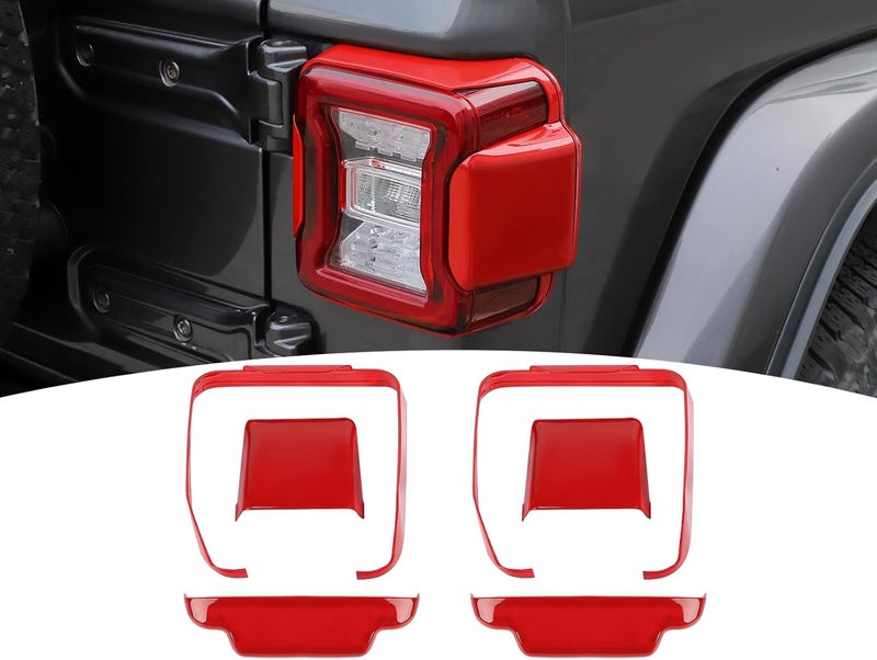 PDKLIN for Jeep JL Tail Light Cover Trim Panel for Jeep Wrangler JL JLU 2018-Present Red Exterior Accessories 6pcs - Image 1